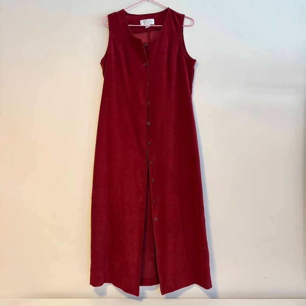 Casual Corner Annex Petite Faux Suede Sleeveless Button Down Midi Dress Size 8